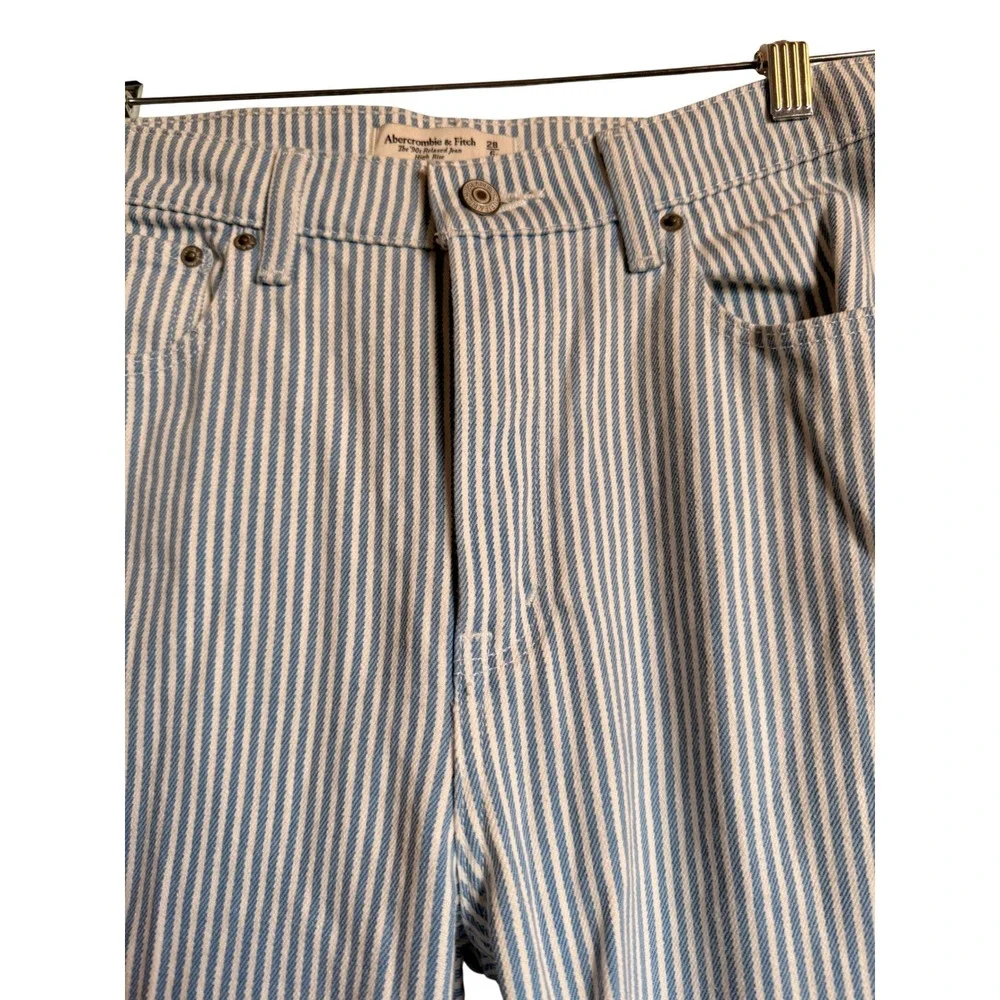 Retro‎ Coastal Abercrombie & Fitch The 90s Relaxed Jean High Rise Striped 28/6 - Picture 2 of 11